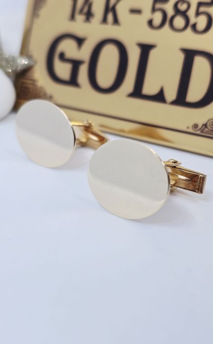 Złote spinki do mankietów możliwość grawer próba 585 14k Używane