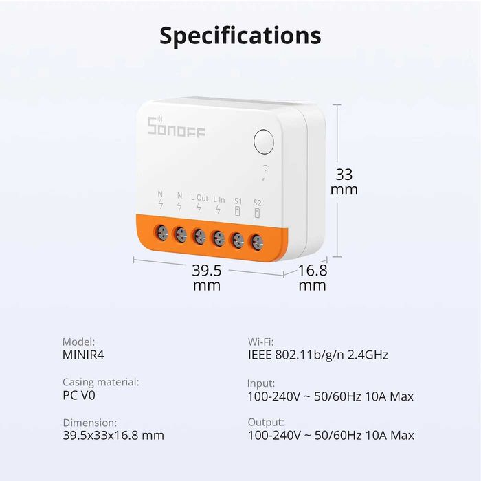 Interruptor WiFi inteligente SONOFF MINIR4