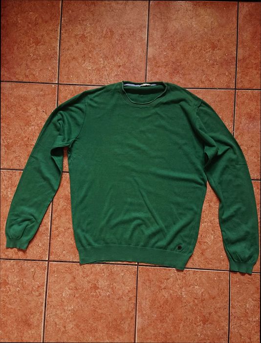 Sweter bawełniany Mango M zielony 100% bawełna okrągły dekolt crewneck crew neck