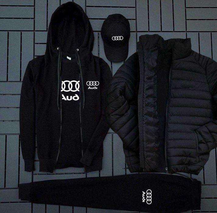 Audi костюм, футболка, кепка, куртка фліс 5в1 Ауді худі+штани кофта