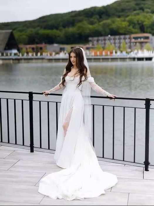 Suknia ślubna #79 off-shoulder regulowany gorset rozmiar 48 4XL