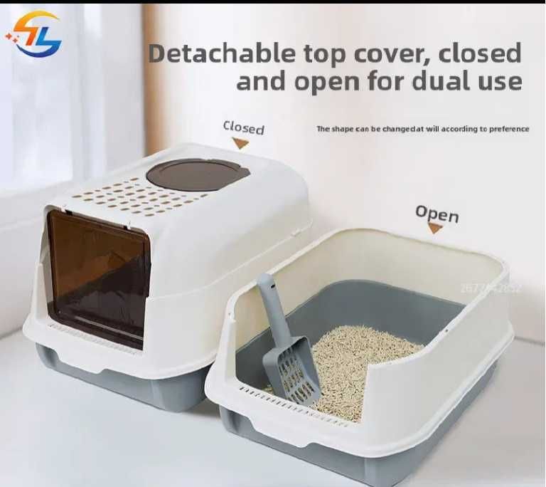 Casa de Banho Fechada para Gatos com Pá Liteira Anti-Odor Design