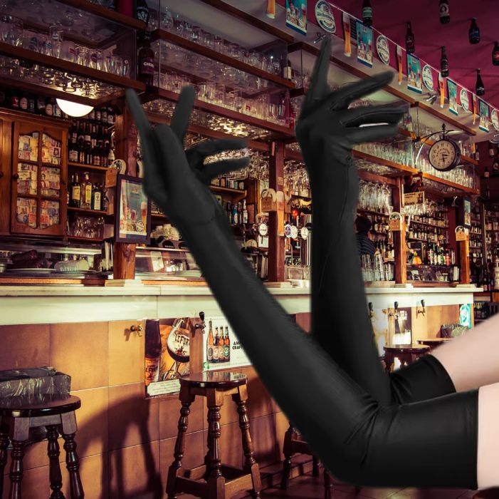 Długie czarne rękawiczki damskie, nowe