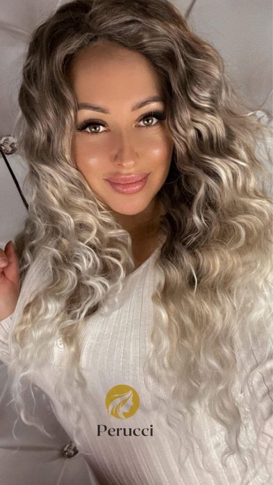 Peruka topper duza baza duza gestosc afroloki ombre blond