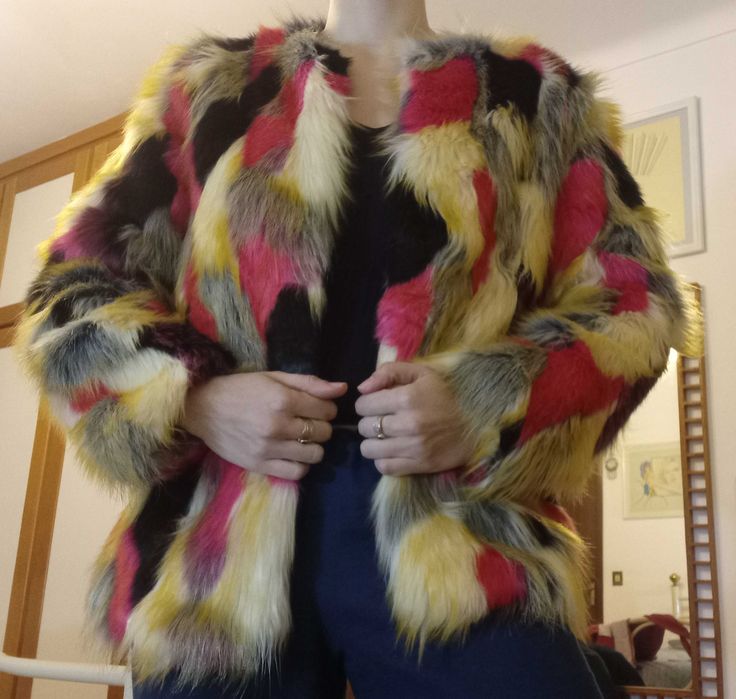 Casaco de pêlo multicolor