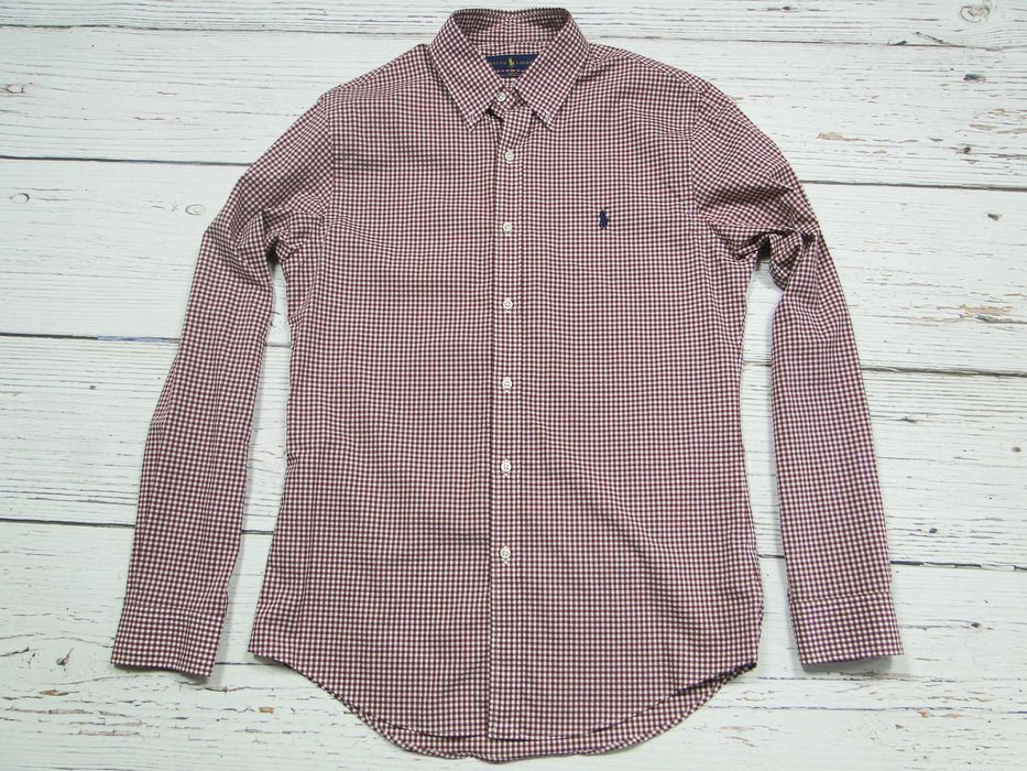 Polo Ralph Lauren Gingham Stretch Poplin Slim Fit Koszula Kratka Męska Roz M