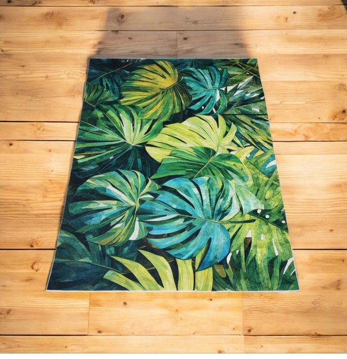 Nowy dywan do pokoju 80x150 cm Zielone liście