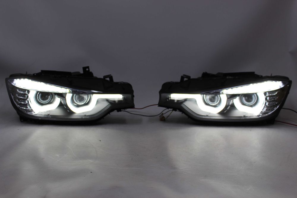 Lampy przednie przód BMW F30 11-15 pod H7 LED U-BAR NEON RINGI IGŁA