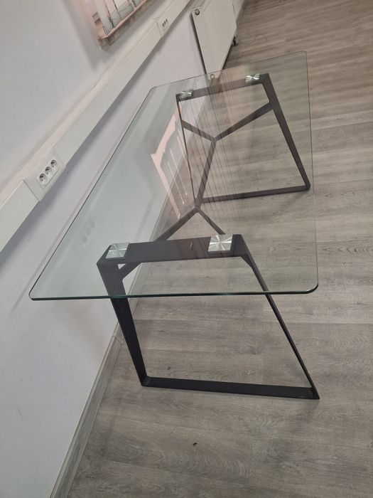 Stół loft szklany metalowe nogi stol