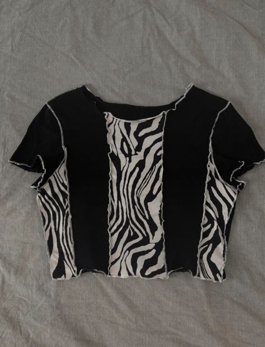Crop top czarny zebra