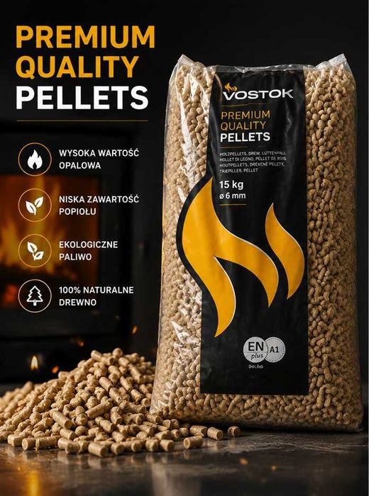 Pellet drzewny Vostok ENplus A1 | Transport gratis Małopolska Śląsk
