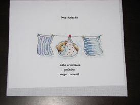 metryczka prezent obrazek haft