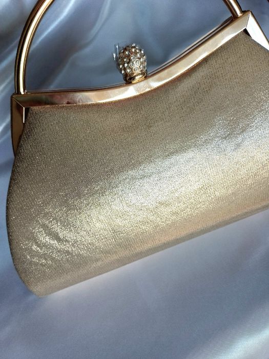 Złota Torebka Wieczorowa - Karbowana
