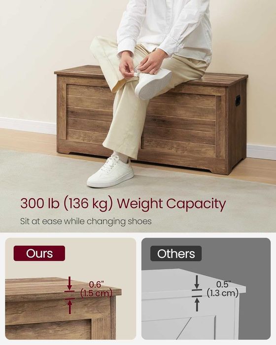 Skrzynia do przechowywania butów styl rustykalny 40x100x46 cm WADY