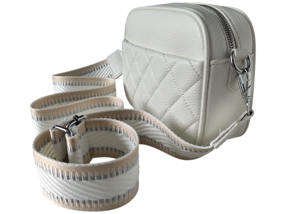 Torebka Damska Biała Mała Listonoszka Na Ramię, Kuferek