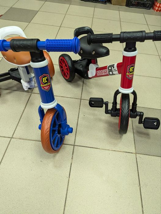 Велосипед 3-х колесный 2в1, велобег, металлическая рама