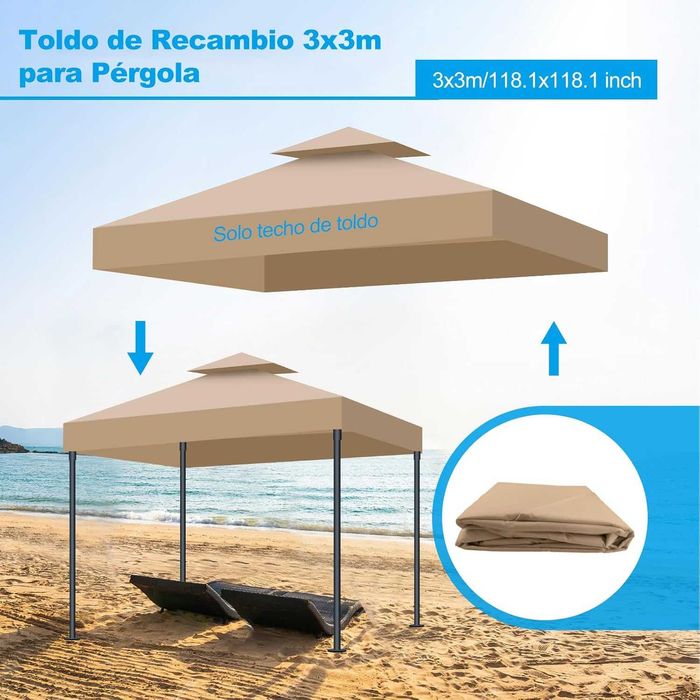 Pérgola de substituição 3 x 3 m.