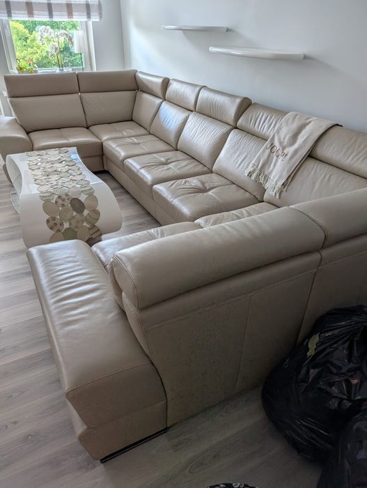 Narożnik/Sofa  skóra z funkcją spania