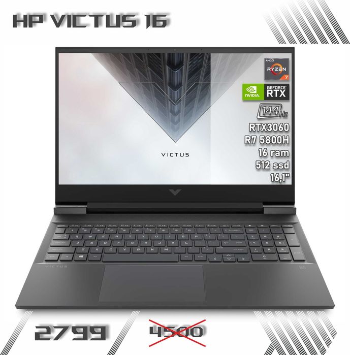 LAPTOP GAMINGOWY HP Victus 16 cali RTX 3060 R7-5800H 144hz