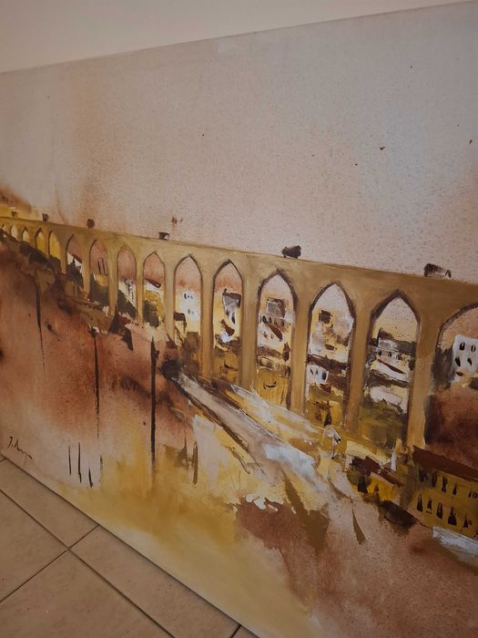 Lisbon Aqueduct Painting in Warm Tones64584896497922122