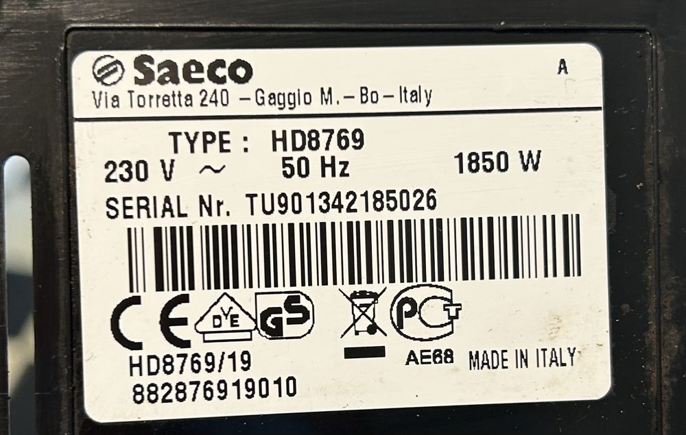 Saeco Moltio panel sterowania