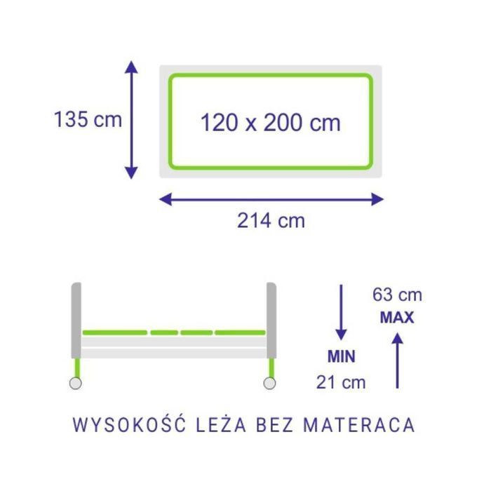 NOWE Łóżko rehabilitacyjne obniżone Taurus 2 WIDE LOW LUX 120 cm