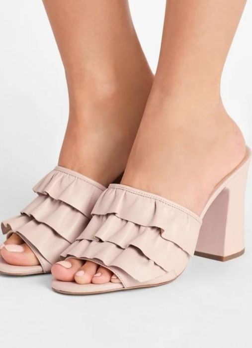 Босоніжки зі шкіри Michael Kors рожеві на підборах