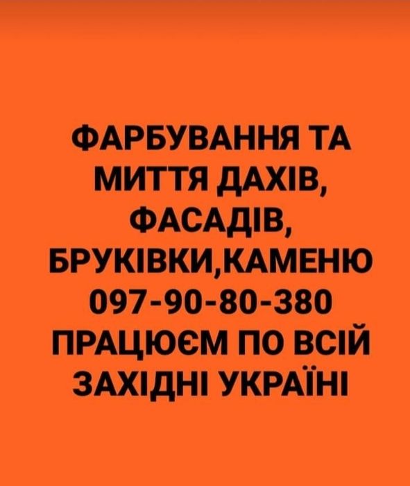 Миття та фарбування дахів.бруківки.фасадів