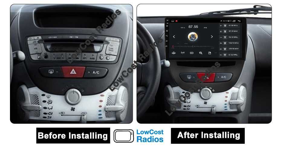 Auto Rádio GPS 10" ANDROID 15 | TOYOTA AYGO, PEUGEOT 107, CITROEN C1  | CARPLAY • ANDROID AUTO