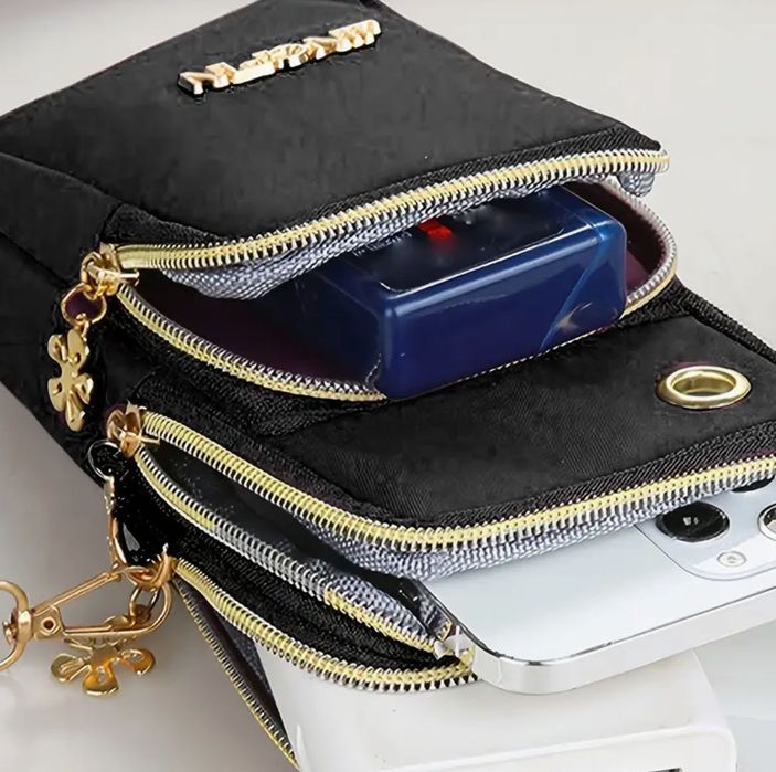 Bolsa Preta e Dourada para telemóvel