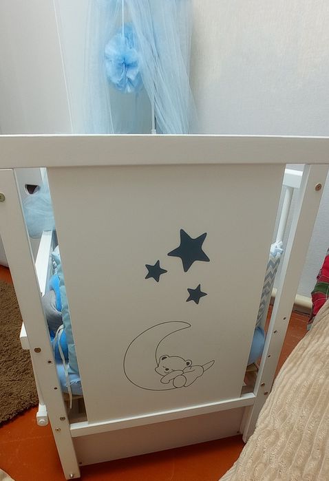 Дитяча кроватка "Ведмедик" з маятником+матрац+ комплект