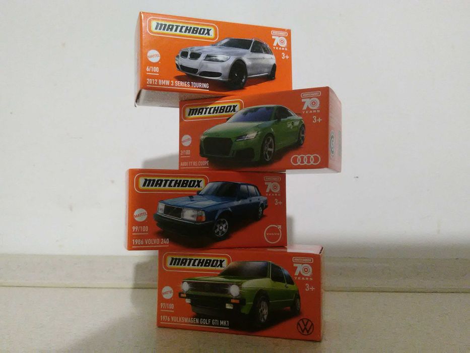 Matchbox 4 nowe modele VW Golf I Audi BMW Volvo resoraki Mattel