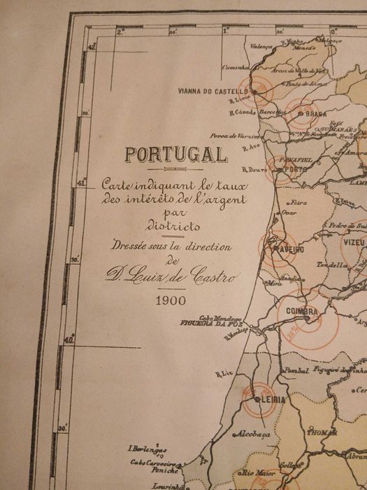 Mapa Portugal - Carte Indiquant le taux des interets de l'argent