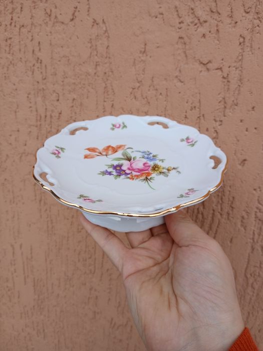 Цукерниця на ніжці Мейсенский букет фарфор Чехия конфетница