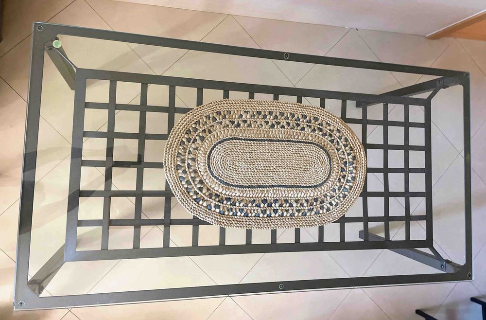 Conjunto de mesa de refeição retangular e 4 cadeiras