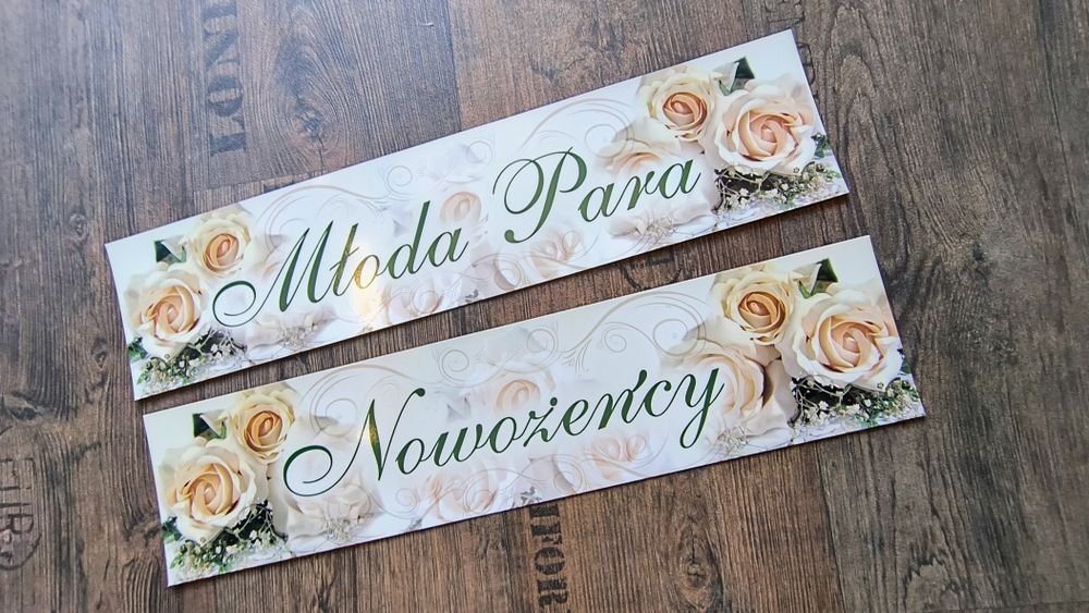 Nowe tablice młoda po ara do auta dekoracja slub