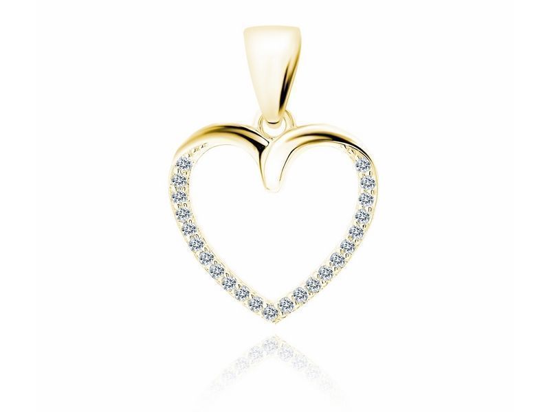 Wisiorek Pozłacane Srebrne Serce Białe Cyrkonie Z1830Cg