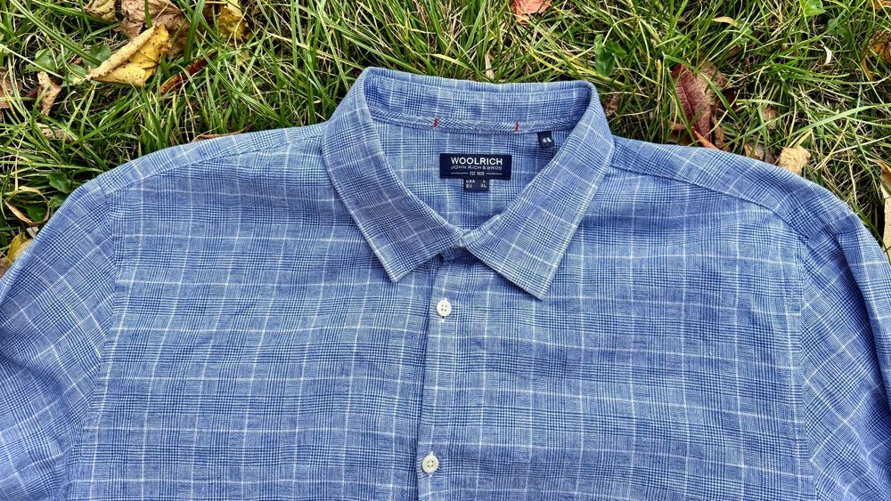 Чоловіча брендова бавовняно-лляна сорочка Woolrich