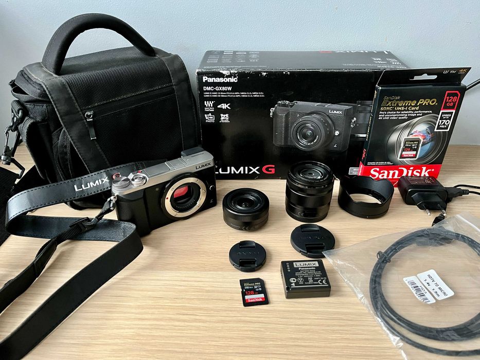 Bezlusterkowiec zestaw Lumix GX80, tania bestia w mini ciele + dodatki