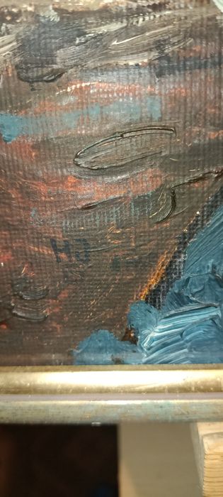 Obraz olejny z 1967 na sklejce sygnowany na wzór Renoir "W teatrze"