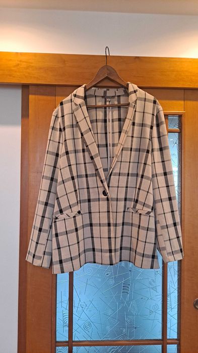 Cienki lekki marynarka żakiet w kratę Primark rozmiar 48