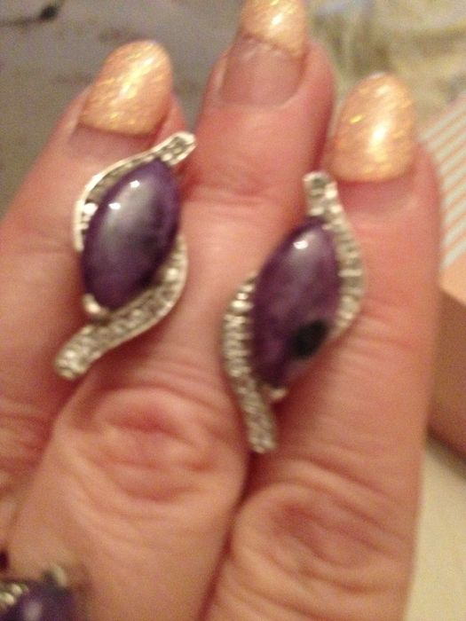 Серебряный комплект с чароитом