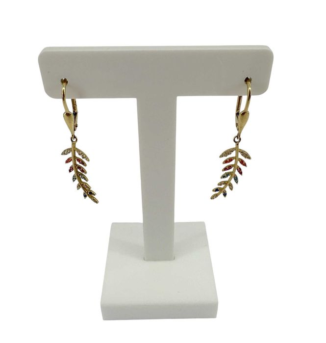 Wyjątkowe złote kolczyki listki 2,71G 585