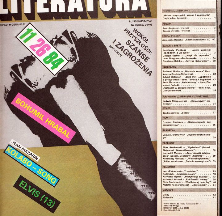 Miesięcznik "Literatura" (1984 - 1986) - numerów 7.