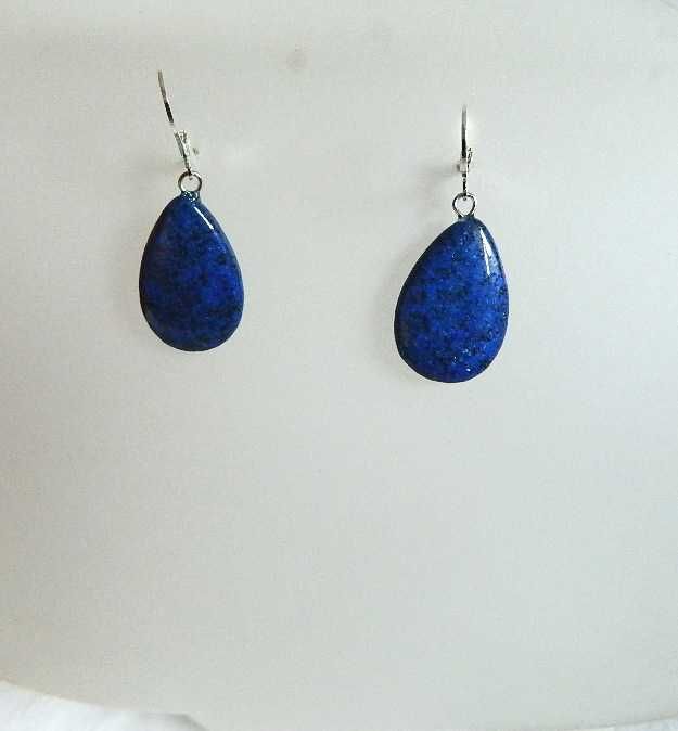 Niebieski lapis lazuli i srebro, kolczyki wiszące łezki