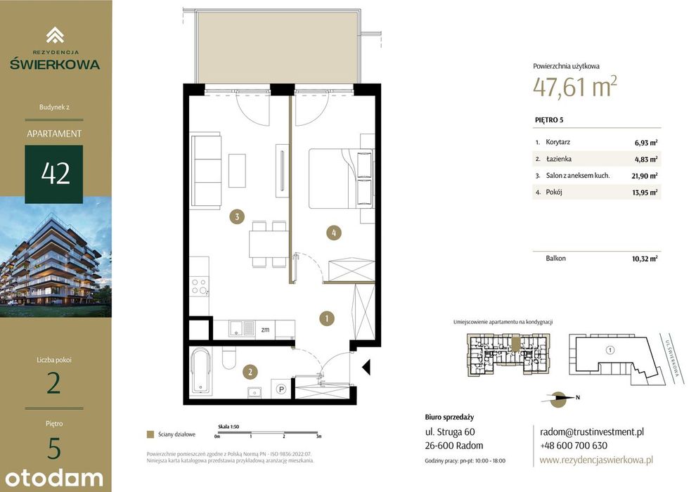2-pokojowe mieszkanie 47m2 + balkon Bez Prowizji