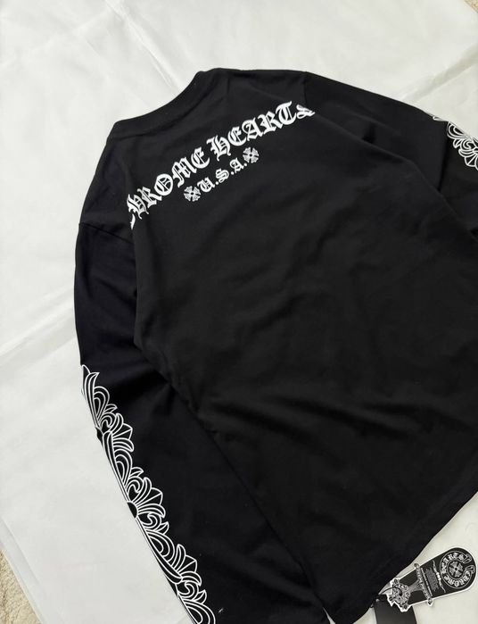 Хром хартс лонгслів Chrome Hearts Horseshoe Floral Thermal чорний лонгслив кофта футболка