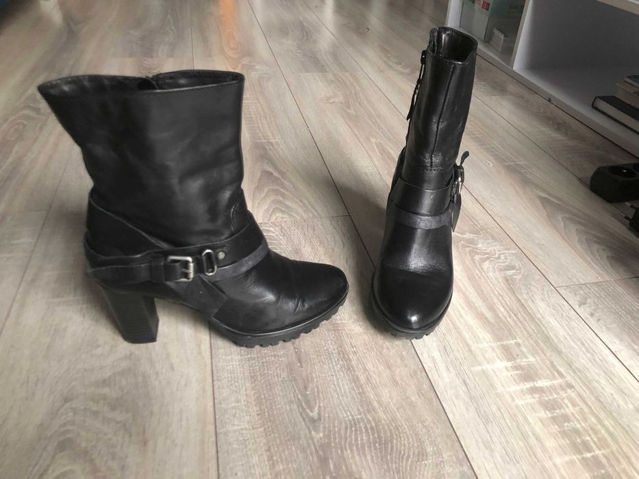 VENEZIA botki damskie, czarna skóra, rozmiar 38 - stan idealny