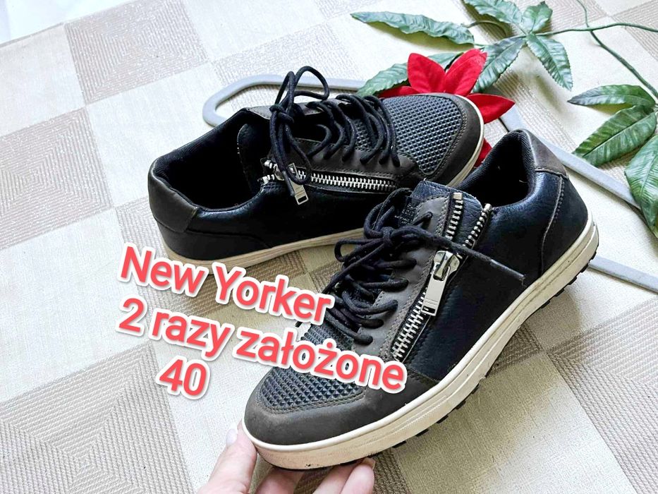 New Yorker buty trampki skórzane 40 zamki młodzieżowe j.nowe