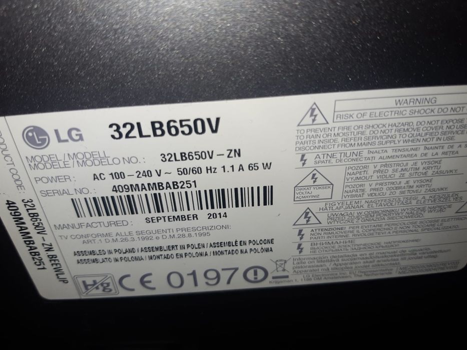 Telewizor LG 32'  32LB650V  + dekoder